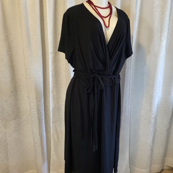 TALBOTS Womens Wrap Front Jersey Dress, Plus Size 3X, Black - Picture 4 of 14